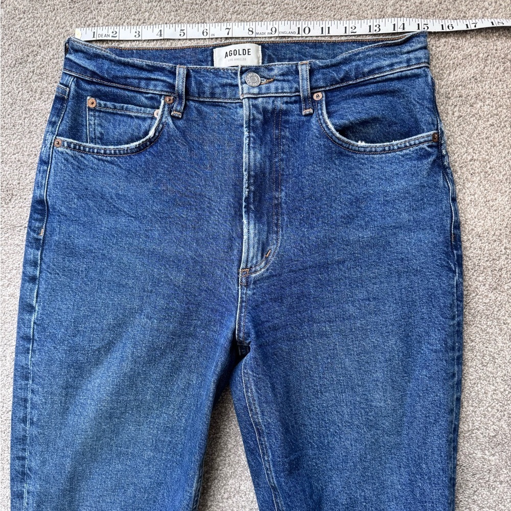 Women’s Agolde High Rise Premium Denim Jeans Stovepipe Size 28x28 Straight Leg - Picture 6 of 12